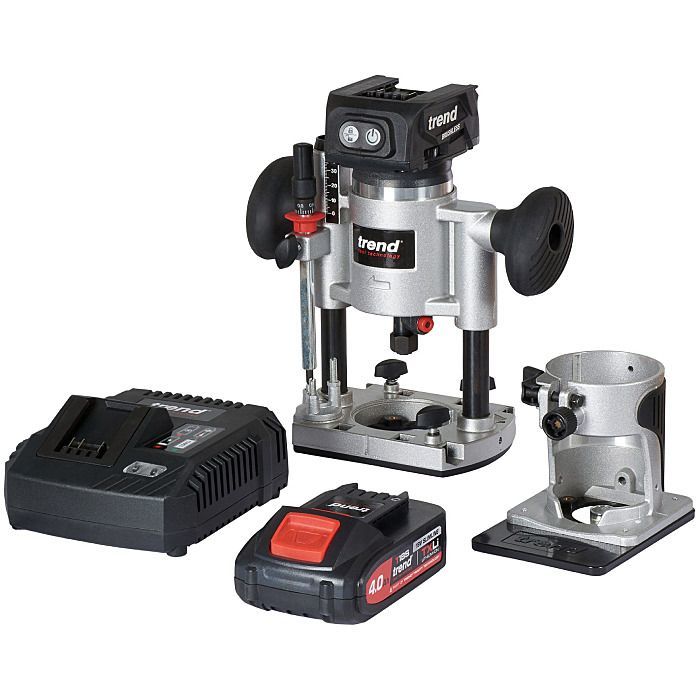Trend T18S 18V Brushless 1/4" Router Comes with 1 x 4Ah Battery & Charger