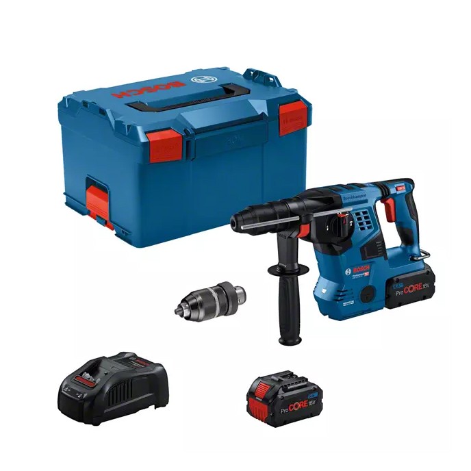 Bosch GBH 18V-28 CF Cordless Rotary Hammer W/ SDS Plus, 2x 5.5 Ah battery, chuck