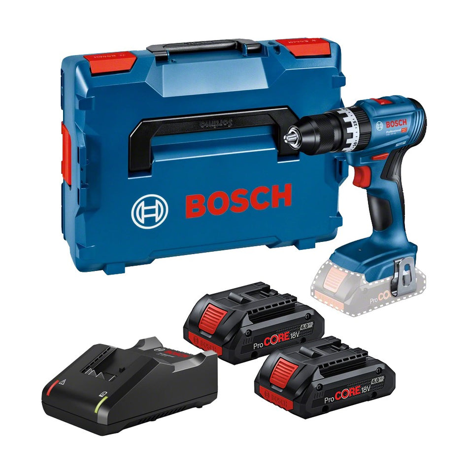 Bosch GSB 18V-45 Cordless Combi Drill,  2 x 4.0 Ah ProCore Batteries, Charger and Box