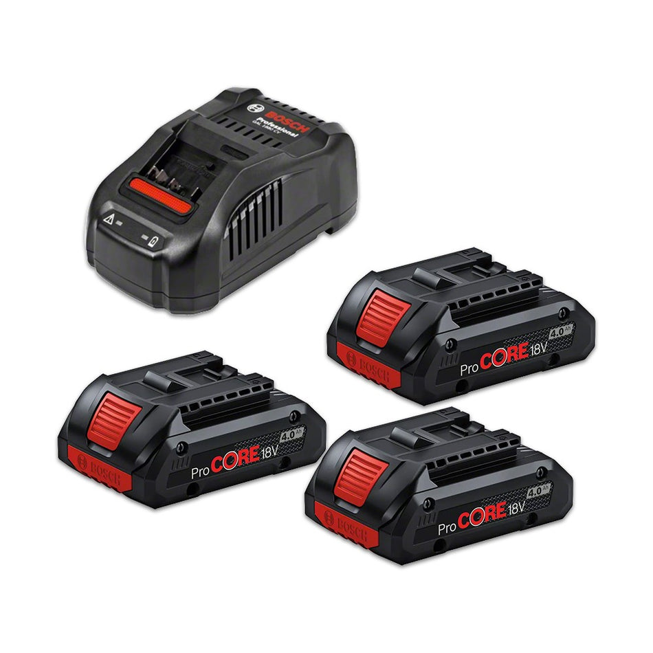 Bosch 18V ProCore Starter Kit - 3 x 4.0 ah Batteries + GAL1880CV Charger