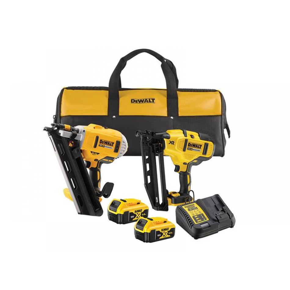 DeWalt DCK2046P2 18V XR Brushless 1st & 2nd Fix Nailer Twin Pack with 2x 5.0Ah Batteries