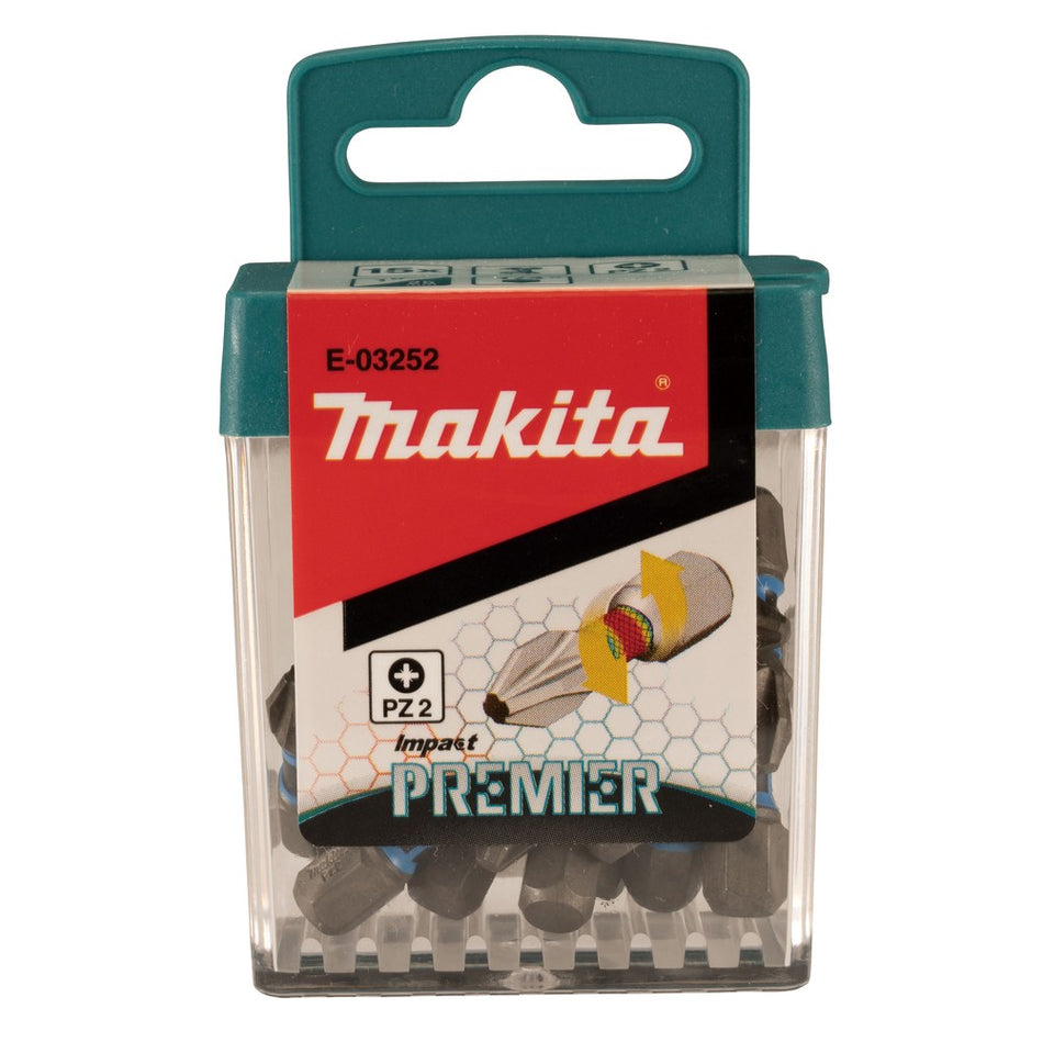 Makita E-03252 PZ2 X 25mm Impact Premier Torsion Screw Bit (15 pcs)