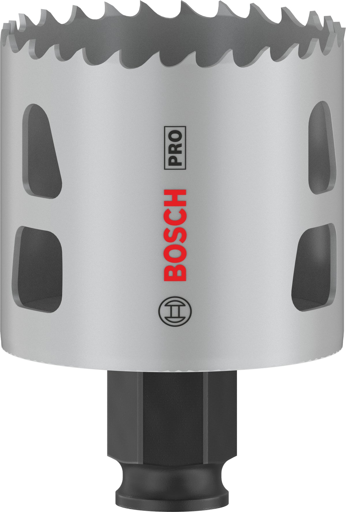 Bosch hole saw bit on a white background