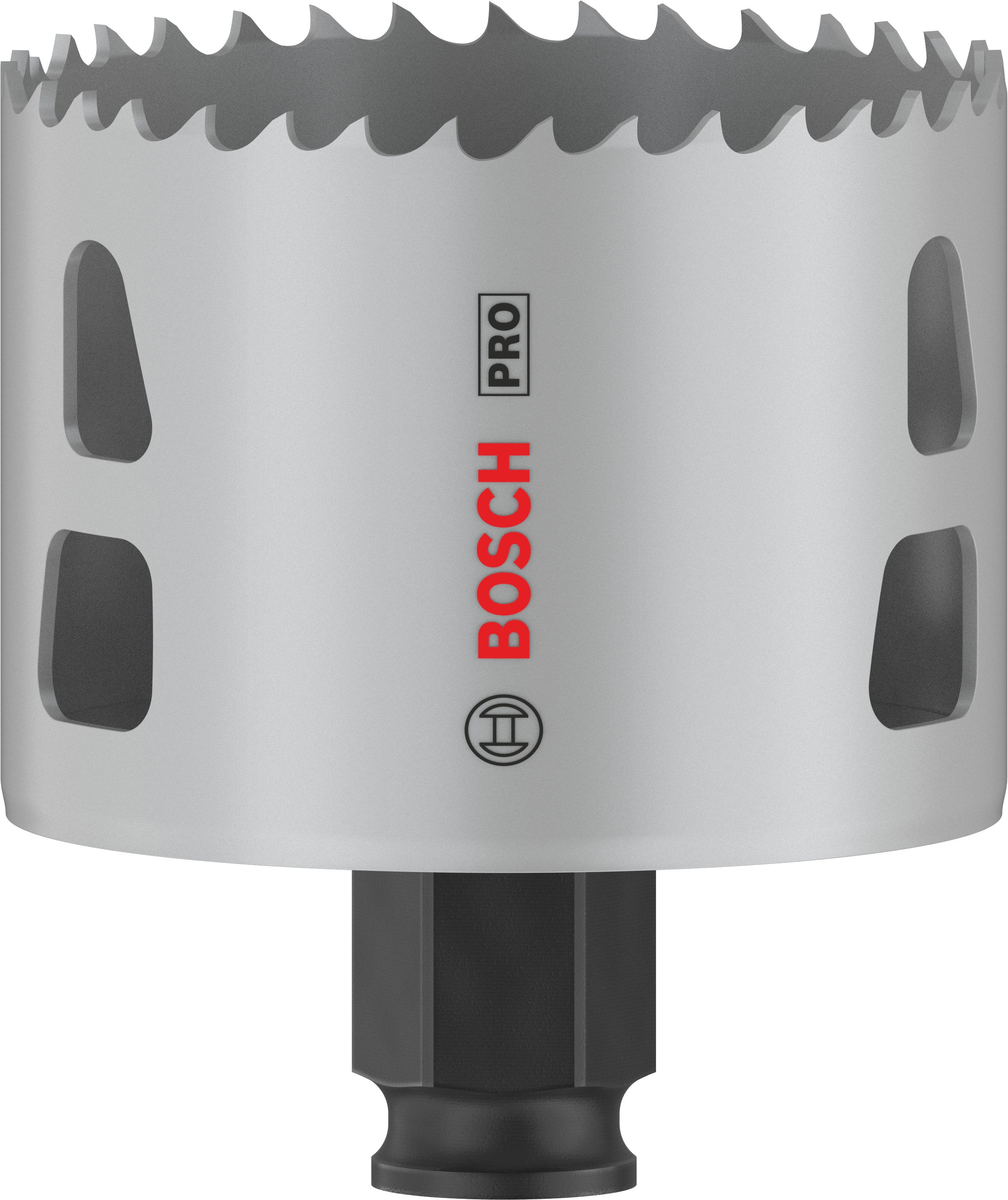 Bosch hole saw bit on a white background