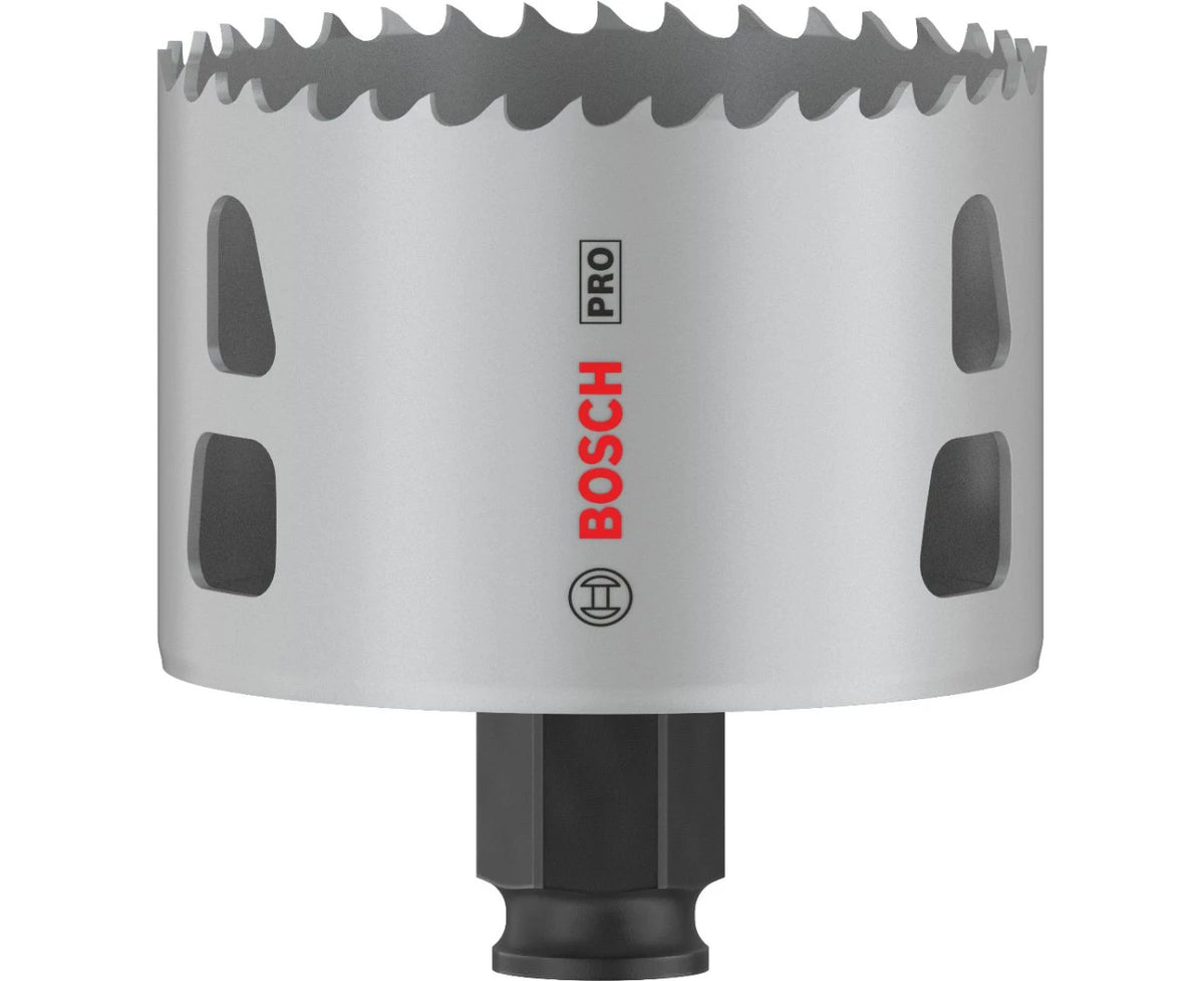 Bosch hole saw bit on a white background