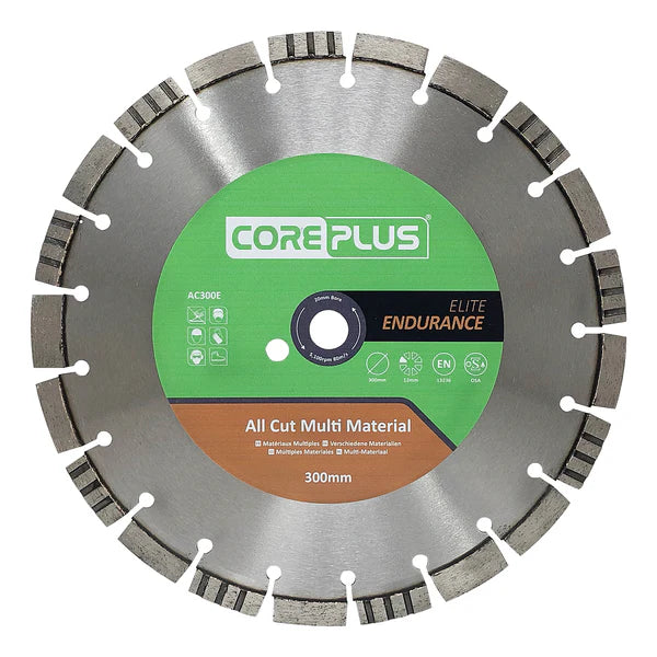 Diamond cutting wheel with Core Plus branding.