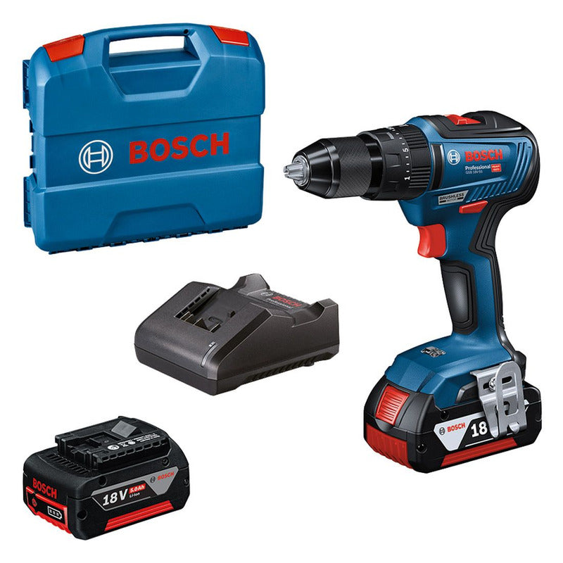 Bosch GSB18V-55 Brushless Combi Drill, 2 x 5Ah Batteries, Charger & Box