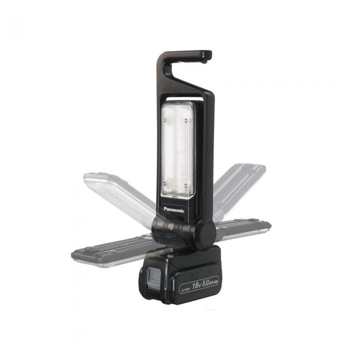 Panasonic work light with adjustable arms on a white background