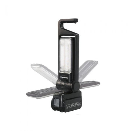 Panasonic work light with adjustable arms on a white background