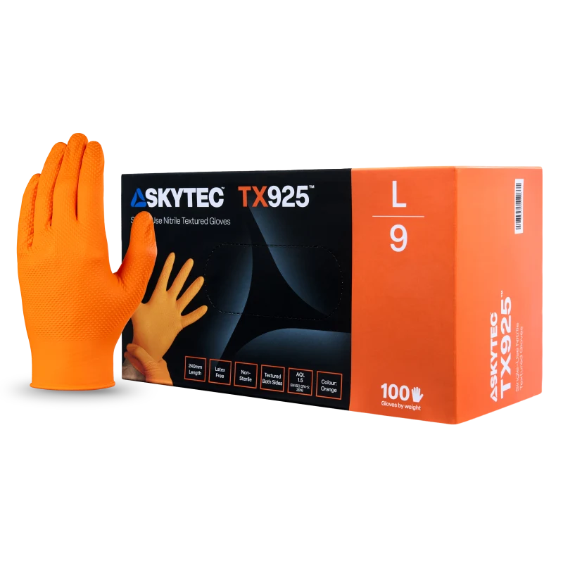 SKYTEC TX925 High Quality Disposable Nitrile Gloves Pack 100 - Size 10 (X Large)