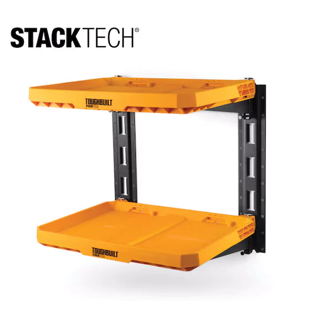 StackTech storage shelf with two yellow platforms on a white background