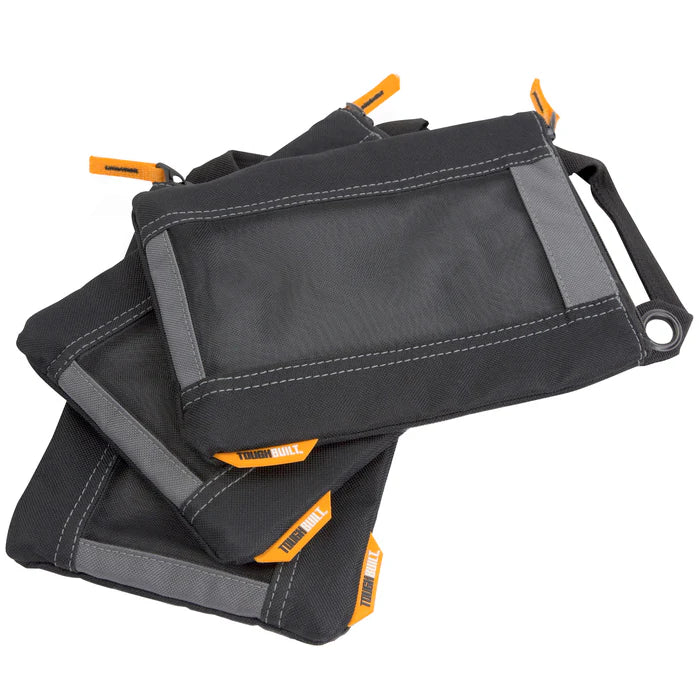 Black and gray tool roll with orange accents on a white background