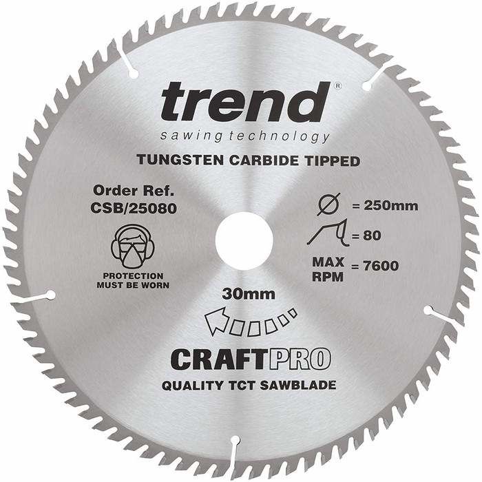 Tungsten carbide tipped circular saw blade with the brand name Trend, size 235mm diameter, 40 teeth, and 30mm bore.