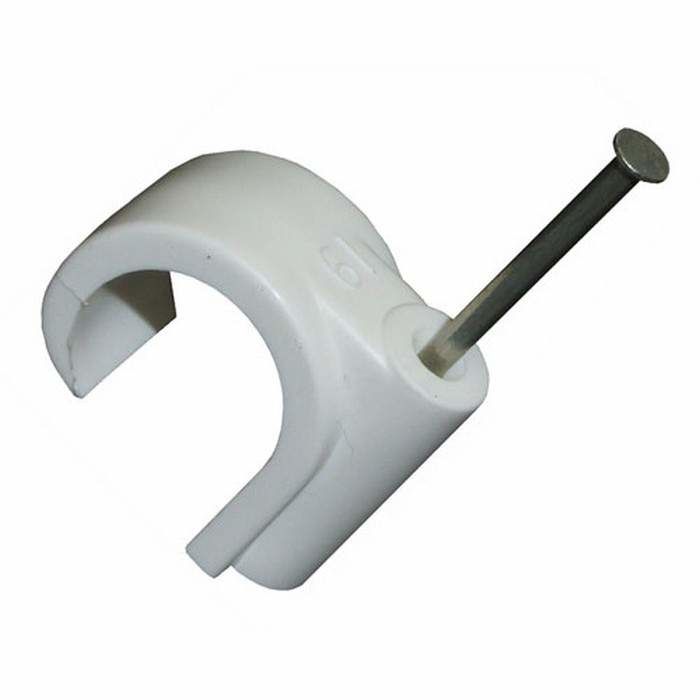 FM Masonry Nail Pipe Clips 28mm White (Box of 100)