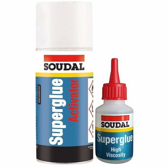 Soudal Super Glue Kit Activator 400ml and Adhesive 100g